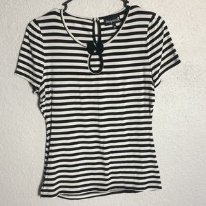 Sourpuss pin up retro rockabilly striped bow top M